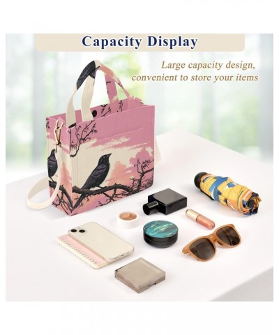 Corduroy Tote Bag Bird Sitting Tree Cross Body Bag for Women Casual with Magnetic Clasp $18.23 Totes