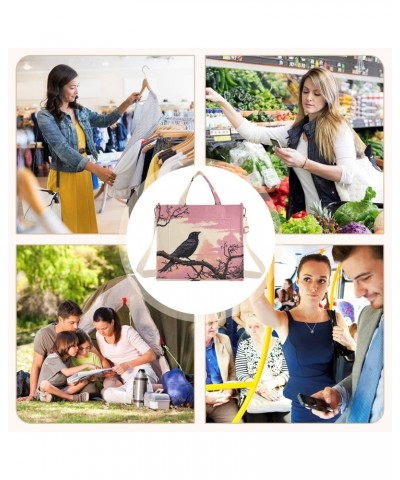 Corduroy Tote Bag Bird Sitting Tree Cross Body Bag for Women Casual with Magnetic Clasp $18.23 Totes