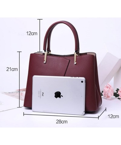 Women Premium Cowhide Top-handle Bags Purse Diamond Shoulder Crossbody-Apricot Wine $42.21 Totes