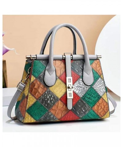 Women's Color Matching Plaid Pattern Handbag Contrast Checked Hand & Shoulder Bag Red $51.68 Totes