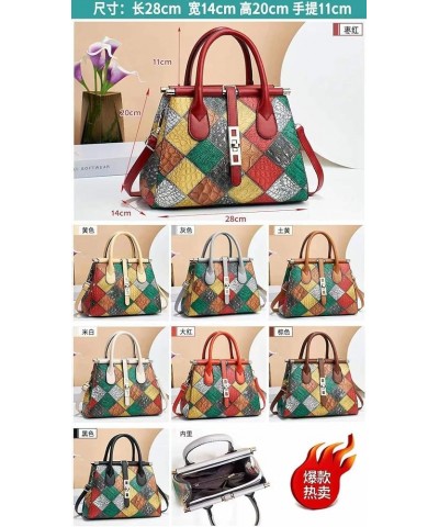 Women's Color Matching Plaid Pattern Handbag Contrast Checked Hand & Shoulder Bag Red $51.68 Totes