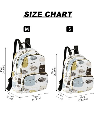 Women Backpack Purse Lovely Cat Face and Fish Fashion Shoulder Bags Travel Backpack Small Daypacks M Small $15.60 Backpacks