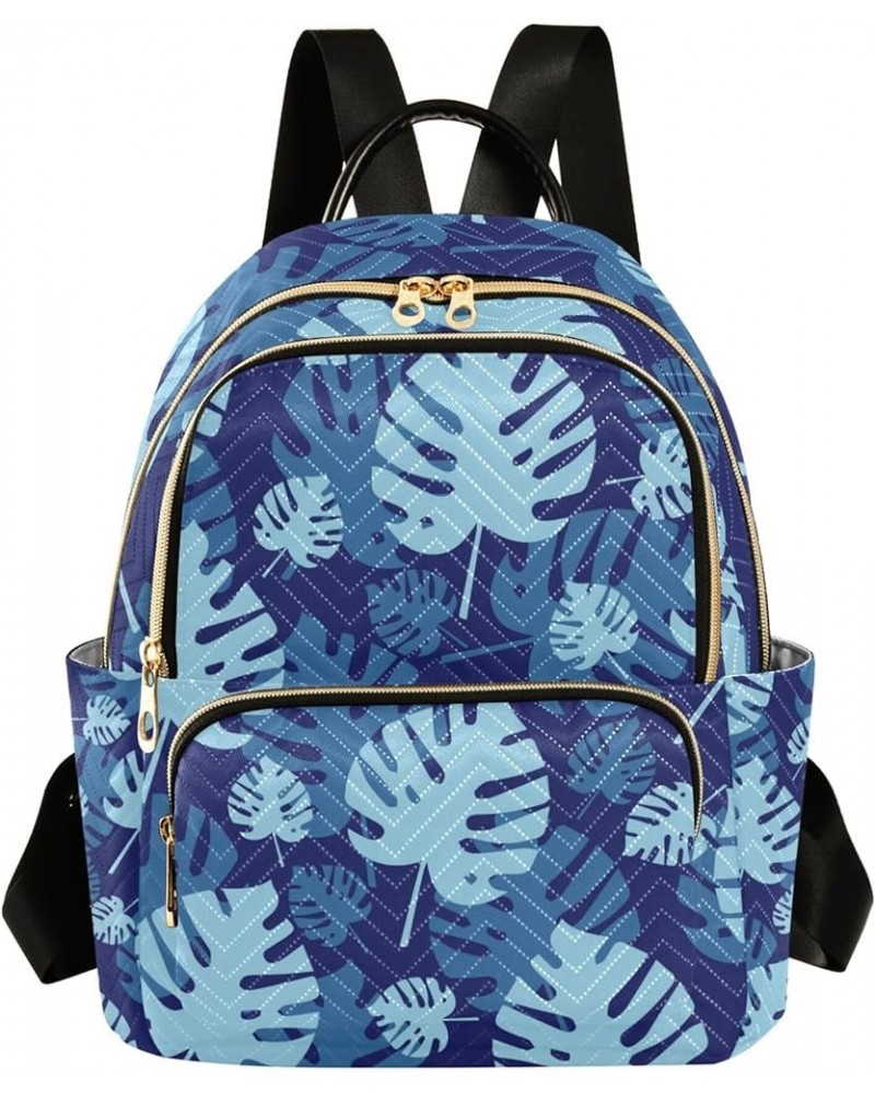 Tropical Blue Leaves Backpack for Women Shoulder Bag Lightweight Mini Backpack Casual Daypack Back Pack for Travel Work Mini(...