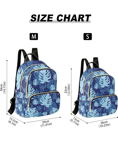 Tropical Blue Leaves Backpack for Women Shoulder Bag Lightweight Mini Backpack Casual Daypack Back Pack for Travel Work Mini(...