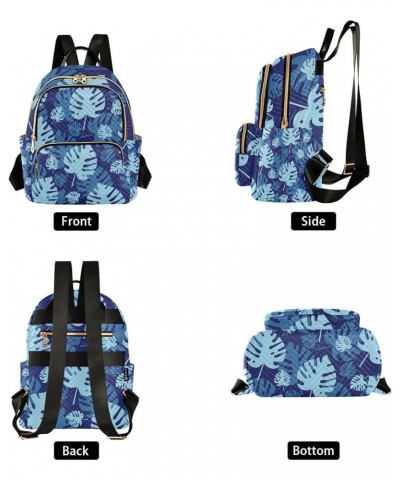 Tropical Blue Leaves Backpack for Women Shoulder Bag Lightweight Mini Backpack Casual Daypack Back Pack for Travel Work Mini(...