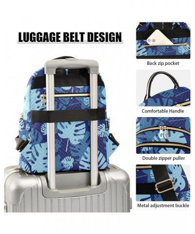 Tropical Blue Leaves Backpack for Women Shoulder Bag Lightweight Mini Backpack Casual Daypack Back Pack for Travel Work Mini(...