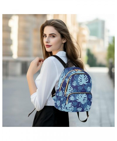 Tropical Blue Leaves Backpack for Women Shoulder Bag Lightweight Mini Backpack Casual Daypack Back Pack for Travel Work Mini(...