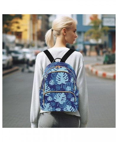 Tropical Blue Leaves Backpack for Women Shoulder Bag Lightweight Mini Backpack Casual Daypack Back Pack for Travel Work Mini(...