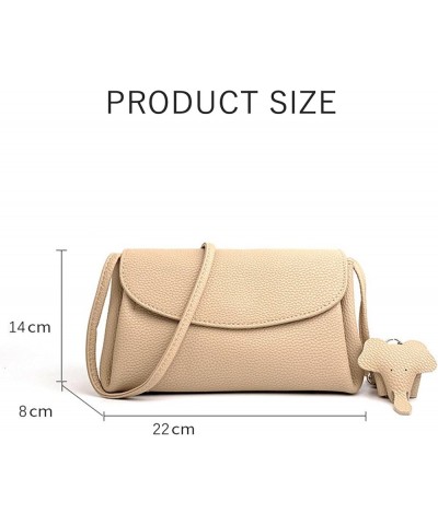 Women's High end Fashion Crossbody Bag with Elephant Pendant,Mini Square Handbag,Multi Pockets Solid Shoulder Bag Tea Brown $...