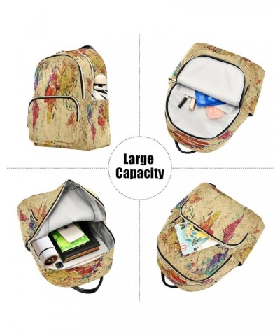 Vintage Word Map Art Women Backpack Purse Ladies Fashion Shoulder Bag Daypack Travel Bag 10L Small $14.70 Backpacks