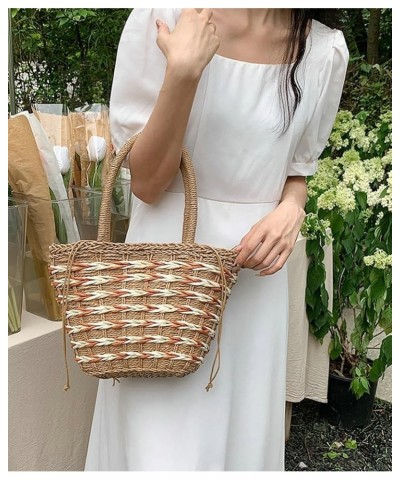 Straw Handbag Tote Bag for Women Summer Beach Bag Drawstring Rattan Crossbody Bag Bucket Bag Handmade Woven Hobo Purse 2024 A...