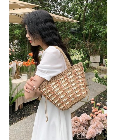 Straw Handbag Tote Bag for Women Summer Beach Bag Drawstring Rattan Crossbody Bag Bucket Bag Handmade Woven Hobo Purse 2024 A...