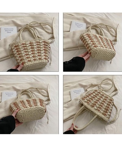 Straw Handbag Tote Bag for Women Summer Beach Bag Drawstring Rattan Crossbody Bag Bucket Bag Handmade Woven Hobo Purse 2024 A...