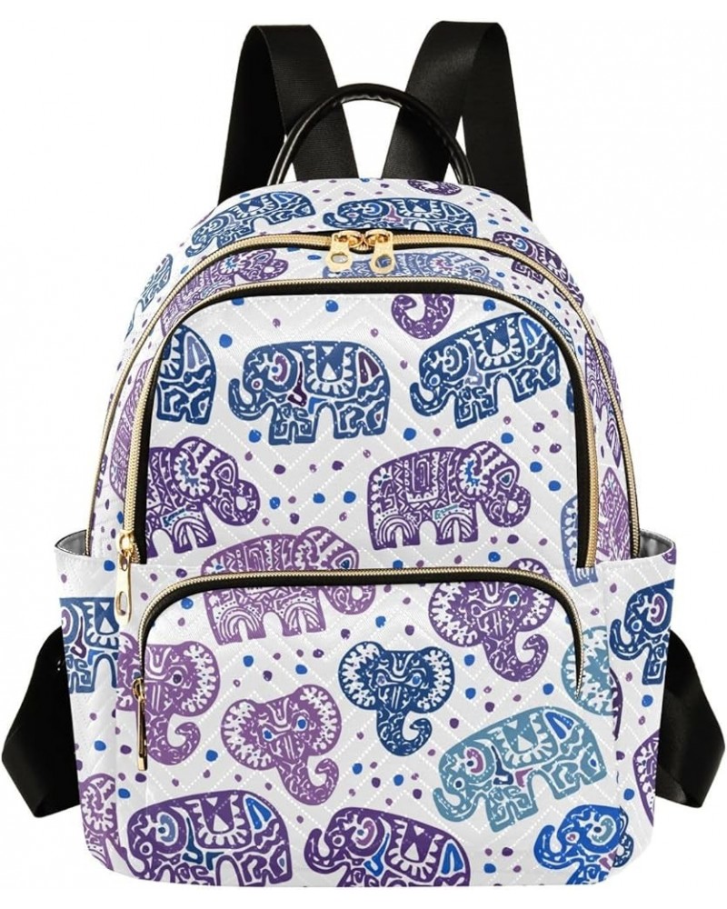 Elephants Backpack Purse for Women Small Mini Women's Fashion Backpack with Zipper Weekend Bag,M Small $17.50 Backpacks