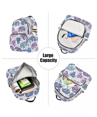 Elephants Backpack Purse for Women Small Mini Women's Fashion Backpack with Zipper Weekend Bag,M Small $17.50 Backpacks