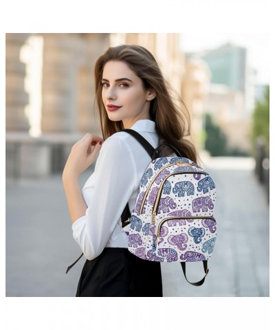 Elephants Backpack Purse for Women Small Mini Women's Fashion Backpack with Zipper Weekend Bag,M Small $17.50 Backpacks