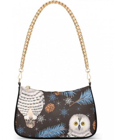 Bird Shoulder Bag Owl Blue Leaves Pine Cone Women Clutch Handbag Shoulder Purch Boho Bag Date Chain Bag Tote Bag Spring Holid...