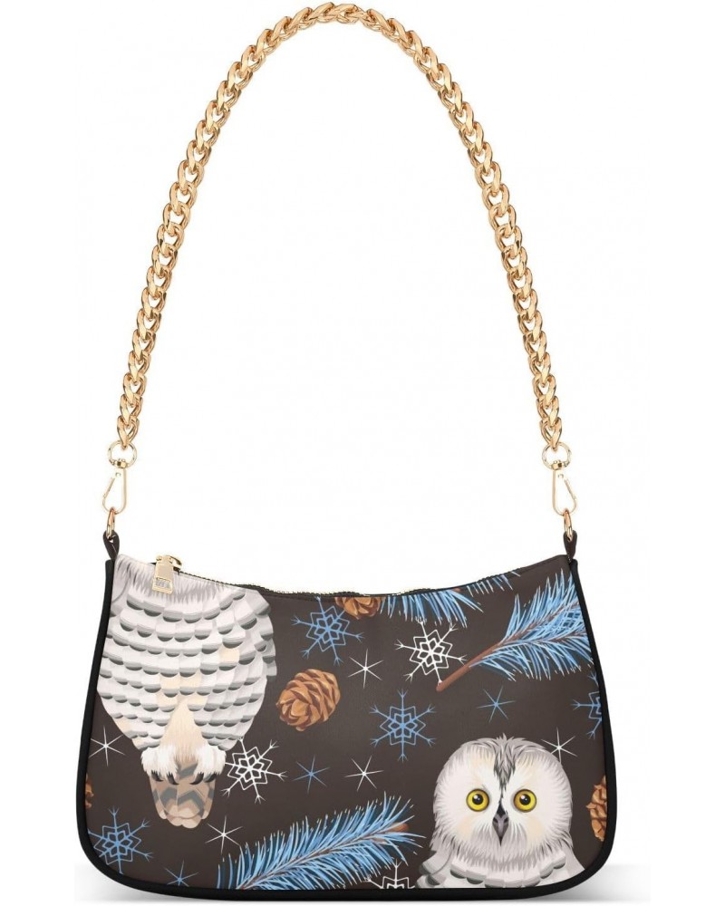 Bird Shoulder Bag Owl Blue Leaves Pine Cone Women Clutch Handbag Shoulder Purch Boho Bag Date Chain Bag Tote Bag Spring Holid...