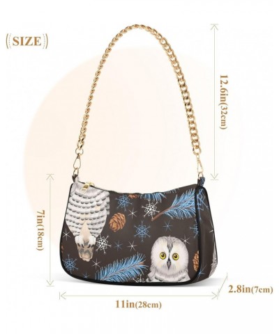 Bird Shoulder Bag Owl Blue Leaves Pine Cone Women Clutch Handbag Shoulder Purch Boho Bag Date Chain Bag Tote Bag Spring Holid...