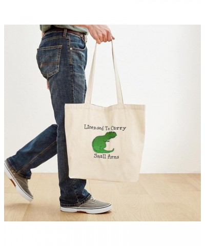 T Rex Licensed To Carry Small Arms Tote Bag Natural Canvas Tote Bag, Cloth Shopping Bag $8.00 Travel Gear