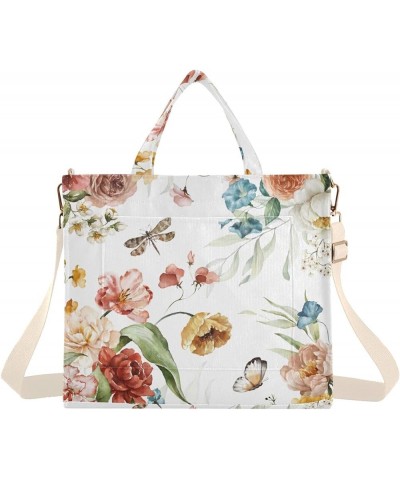 Corduroy Tote Bag for Women, Bright Floral Tote Bag Crossbody Hobo Handbag Shoulder Bag for Work Travel Butterfly 178 $17.39 ...