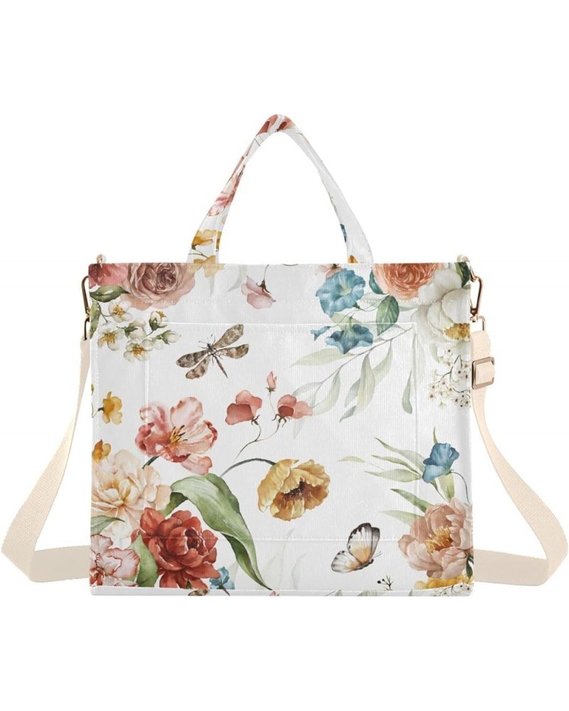 Corduroy Tote Bag for Women, Bright Floral Tote Bag Crossbody Hobo Handbag Shoulder Bag for Work Travel Butterfly 178 $17.39 ...