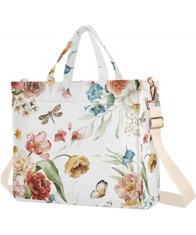 Corduroy Tote Bag for Women, Bright Floral Tote Bag Crossbody Hobo Handbag Shoulder Bag for Work Travel Butterfly 178 $17.39 ...