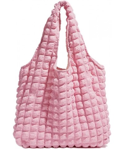 Bubble Hobo Tote Bags for Women-Hobo Bag-Quilted Tote Bag-Casual Purses Satchel Work Bag Lightweight Shoulder Satchels A-pink...