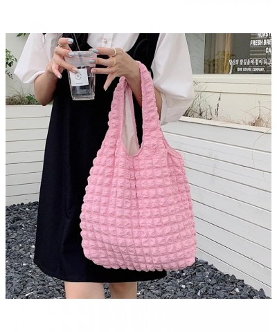 Bubble Hobo Tote Bags for Women-Hobo Bag-Quilted Tote Bag-Casual Purses Satchel Work Bag Lightweight Shoulder Satchels A-pink...