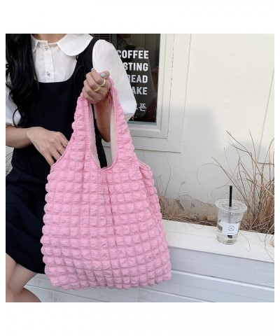 Bubble Hobo Tote Bags for Women-Hobo Bag-Quilted Tote Bag-Casual Purses Satchel Work Bag Lightweight Shoulder Satchels A-pink...