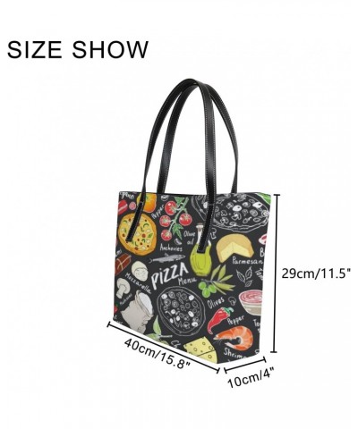 Shoulder Bag Tote Bags for Women Pizza Doodles Food Leather Shopper Work Handbags Large Casual Bag $26.67 Totes