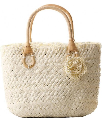 Handmade Cute Small Beach Tote Handbag Straw Woven Purse White $14.49 Totes