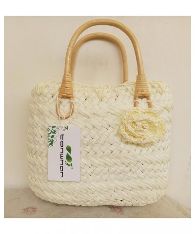 Handmade Cute Small Beach Tote Handbag Straw Woven Purse White $14.49 Totes