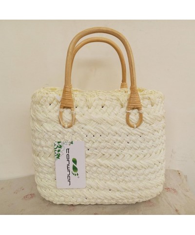 Handmade Cute Small Beach Tote Handbag Straw Woven Purse White $14.49 Totes