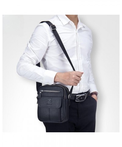 Small Leather Messenger Bag for Men Shoulder Bag Crossbody Purse for Work Business Sling Bag Black $27.07 Totes