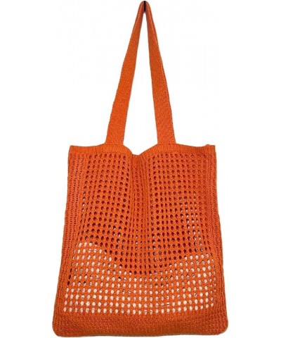 Women's Aesthetic Tote Crochet Beach Bag, Knitted Bag, Cutout Bag, Grunge Aesthetic Accessories Orange $24.43 Totes