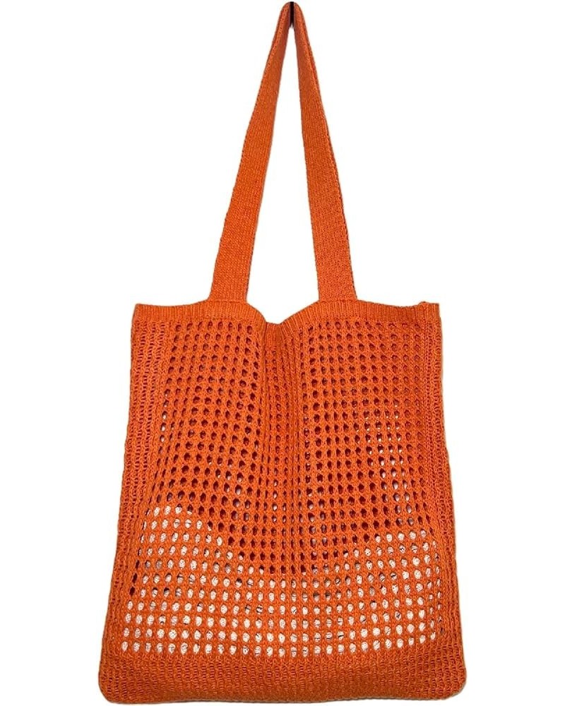 Women's Aesthetic Tote Crochet Beach Bag, Knitted Bag, Cutout Bag, Grunge Aesthetic Accessories Orange $24.43 Totes