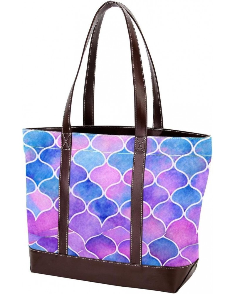 The Tote Bag For Women,Tote Bag With Zipper,Canvas Tote Bag,Bright Scales Shapes Abstract Handbags $23.38 Totes