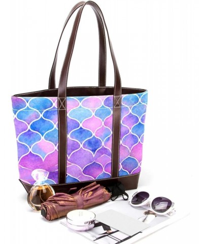 The Tote Bag For Women,Tote Bag With Zipper,Canvas Tote Bag,Bright Scales Shapes Abstract Handbags $23.38 Totes