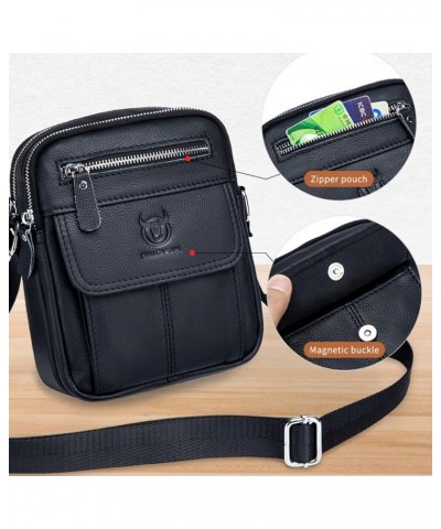 Small Leather Messenger Bag for Men Shoulder Bag Crossbody Purse for Work Business Sling Bag Black $27.07 Totes