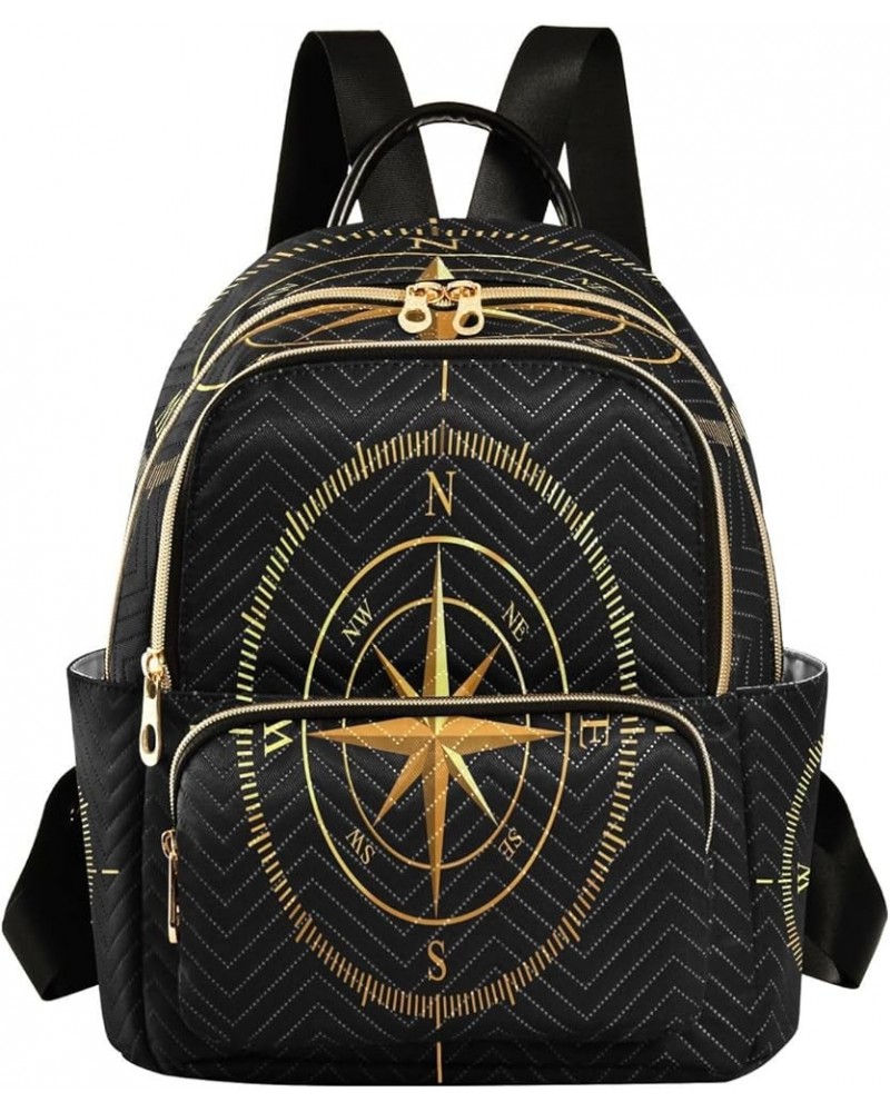 Golden Compass Black Women Backpack Purse Ladies Fashion Shoulder Bag Daypack Travel Bag 7.5L Small $14.57 Backpacks