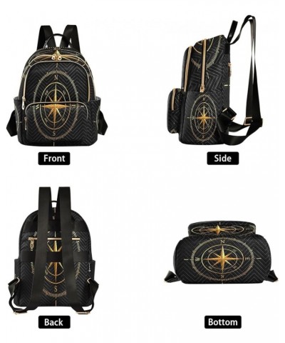 Golden Compass Black Women Backpack Purse Ladies Fashion Shoulder Bag Daypack Travel Bag 7.5L Small $14.57 Backpacks