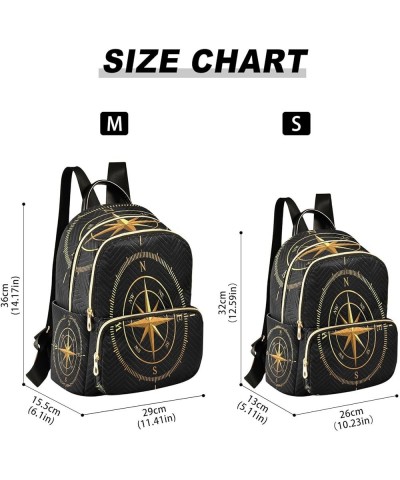 Golden Compass Black Women Backpack Purse Ladies Fashion Shoulder Bag Daypack Travel Bag 7.5L Small $14.57 Backpacks