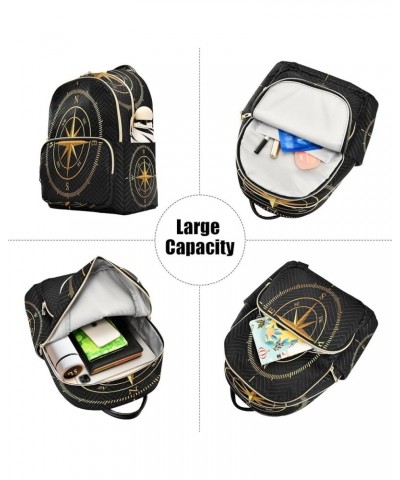 Golden Compass Black Women Backpack Purse Ladies Fashion Shoulder Bag Daypack Travel Bag 7.5L Small $14.57 Backpacks