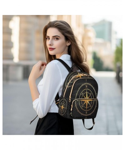 Golden Compass Black Women Backpack Purse Ladies Fashion Shoulder Bag Daypack Travel Bag 7.5L Small $14.57 Backpacks