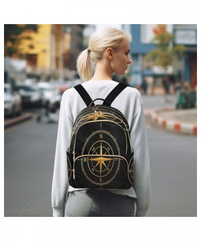 Golden Compass Black Women Backpack Purse Ladies Fashion Shoulder Bag Daypack Travel Bag 7.5L Small $14.57 Backpacks