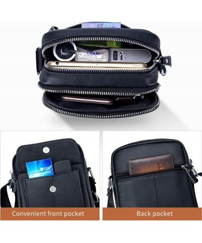 Small Leather Messenger Bag for Men Shoulder Bag Crossbody Purse for Work Business Sling Bag Black $27.07 Totes