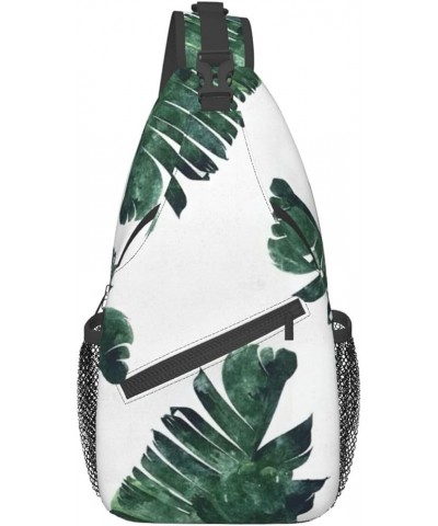 Durable Adjustable Outdoor Hiking Palm Tree Print Cross Chest Bag Diagonally Single Shoulder Backpack Palm Leaves $18.13 Cros...