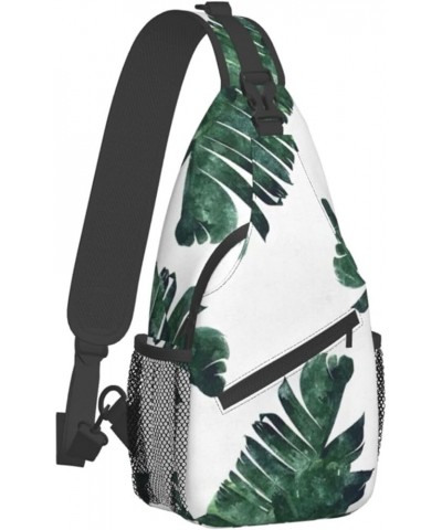 Durable Adjustable Outdoor Hiking Palm Tree Print Cross Chest Bag Diagonally Single Shoulder Backpack Palm Leaves $18.13 Cros...