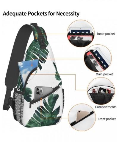 Durable Adjustable Outdoor Hiking Palm Tree Print Cross Chest Bag Diagonally Single Shoulder Backpack Palm Leaves $18.13 Cros...